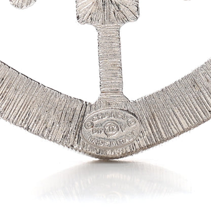 Chanel Swarovski Baguette Crystal CC Shield Brooch Silver 4 of 4