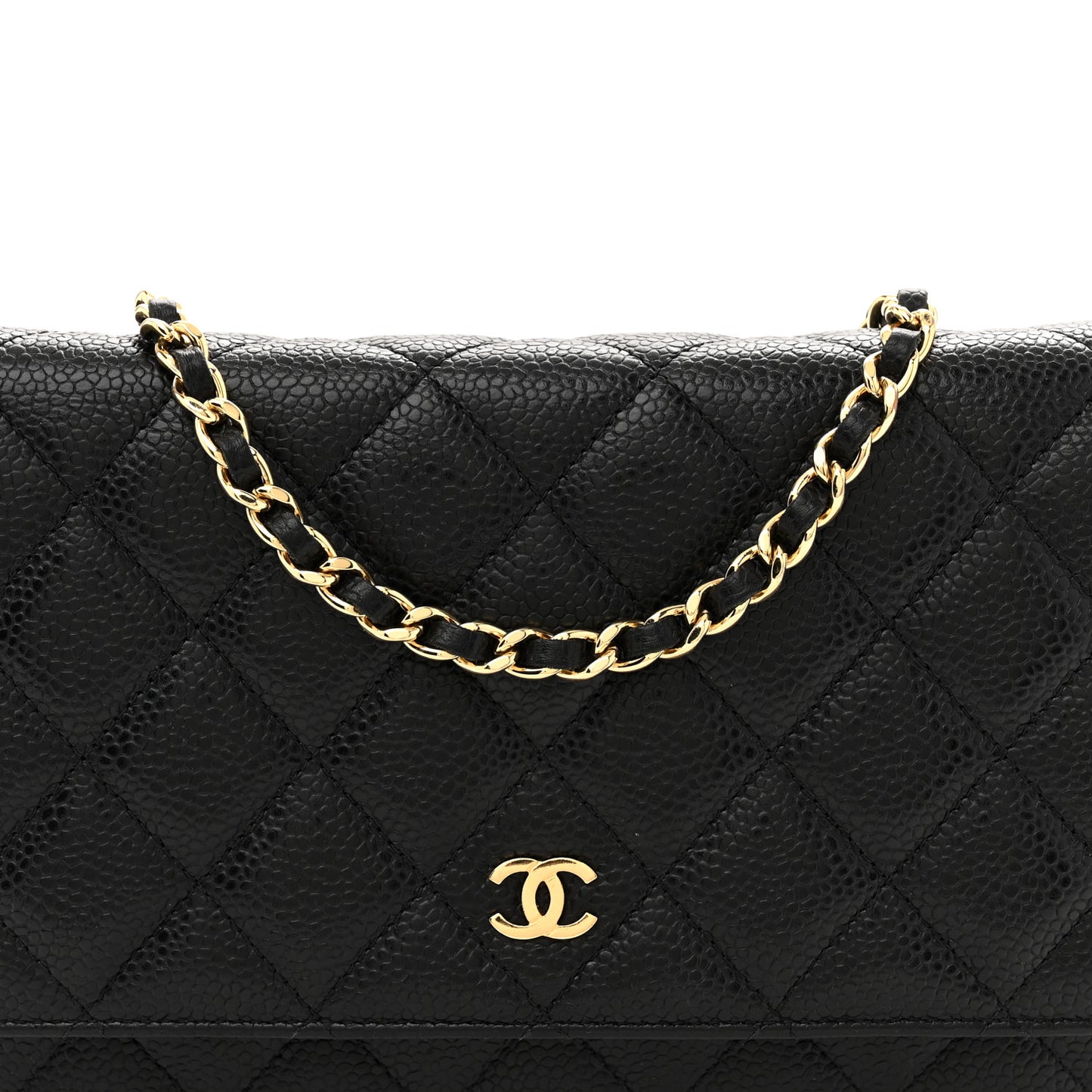Caviar Quilted Wallet On Chain WOC Black