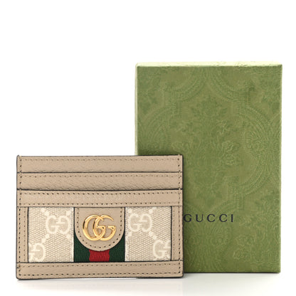 Gucci GG Supreme Monogram Textured Dollar Calfskin Web Ophidia Card Holder Beige Mystic White Oatmeal 7 of 7