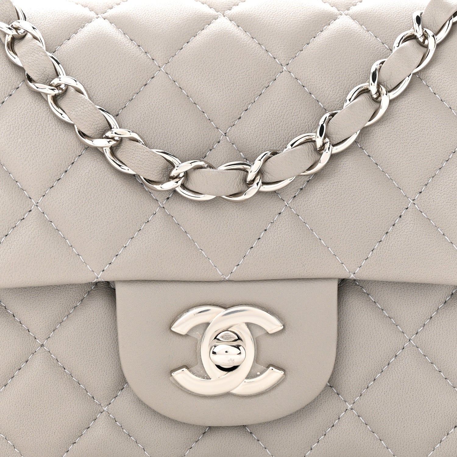 Chanel Lambskin Quilted Mini Rectangular Flap Grey 8 of 10