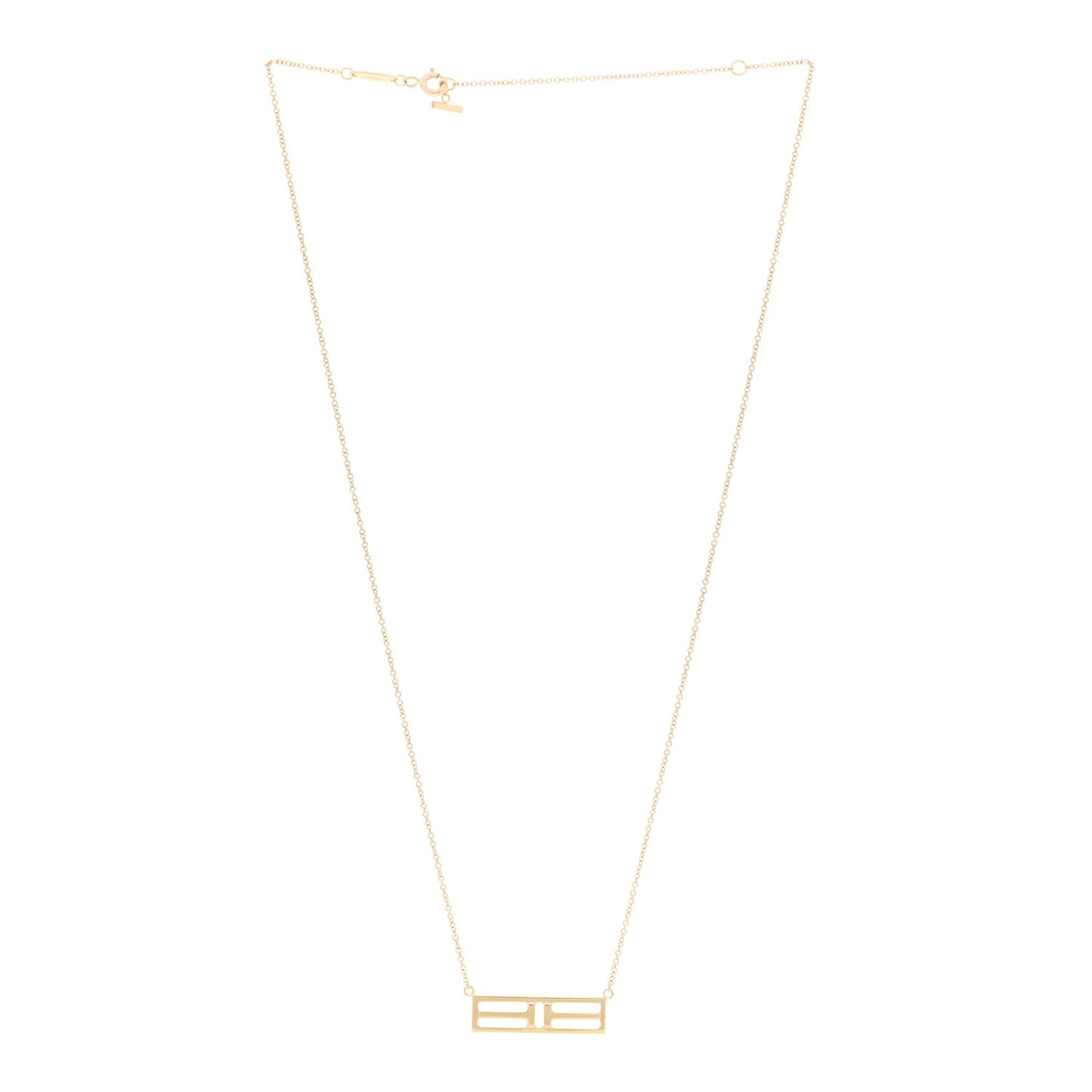 18K Yellow Gold Tiffany T Two Open Horizontal Bar Pendant Necklace