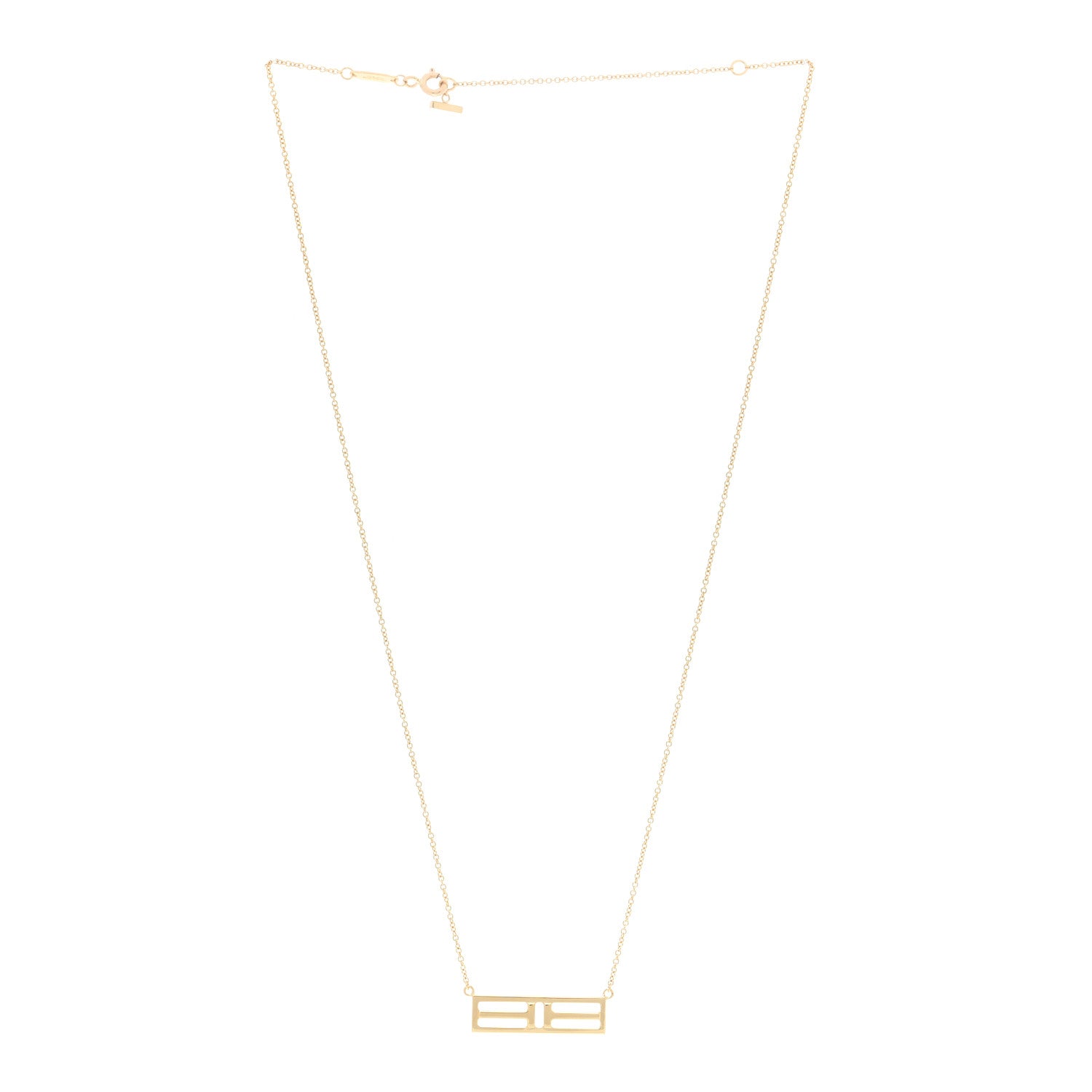 Tiffany 18K Yellow Gold Tiffany T Two Open Horizontal Bar Pendant Necklace 2 of 4