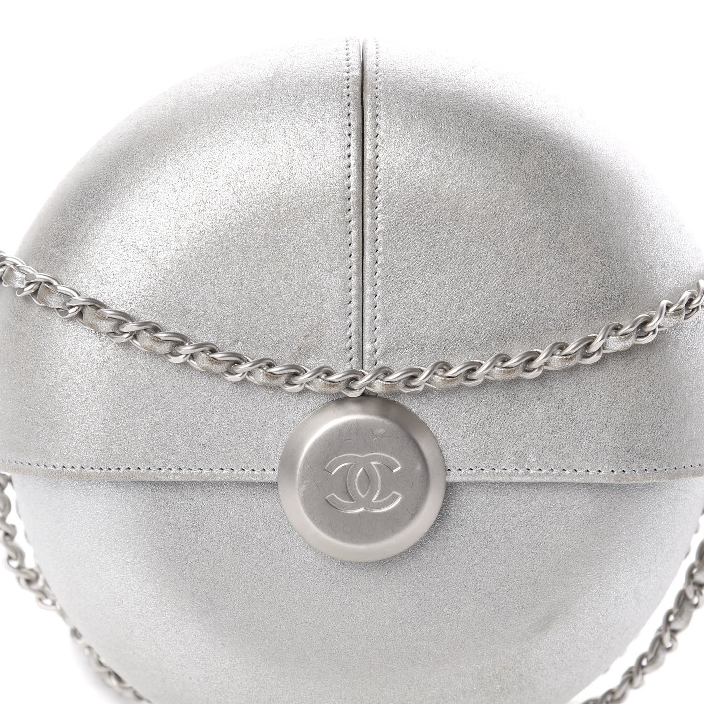 Metallic Lambskin Evening In the Air Bag Silver
