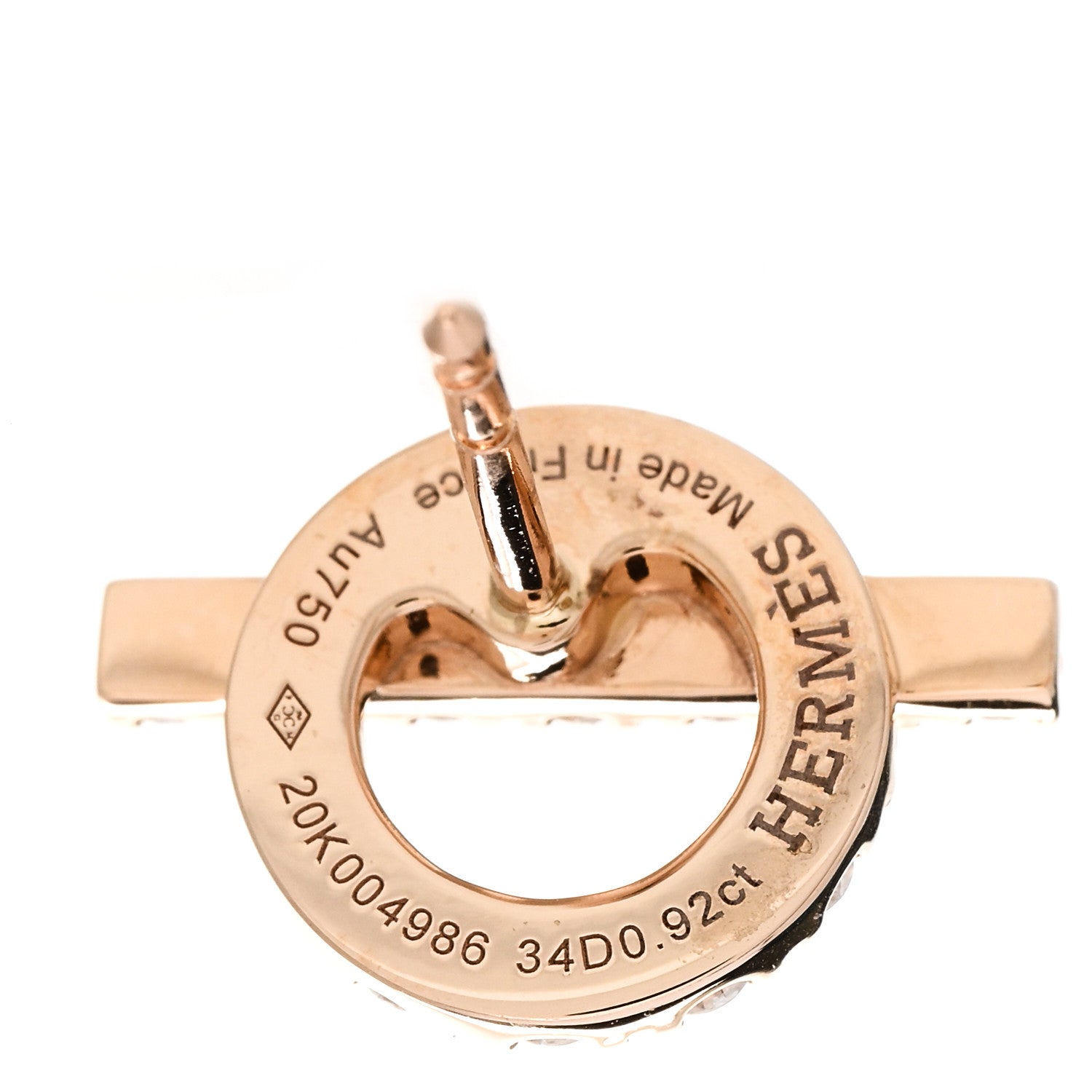 Hermes 18K Rose Gold Diamond Finesse Earrings 4 of 5