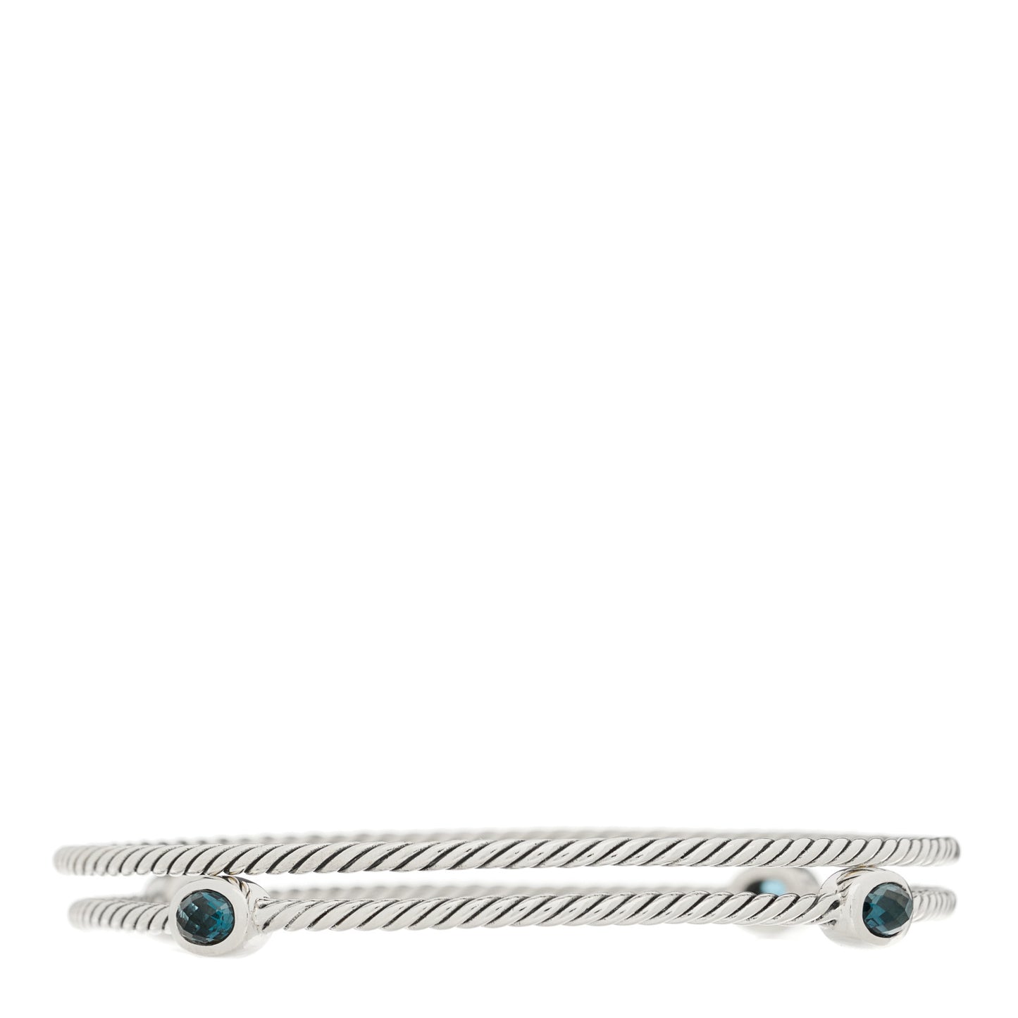Sterling Silver Hampton Blue Topaz Color Classics Bangle Bracelet Set of 2