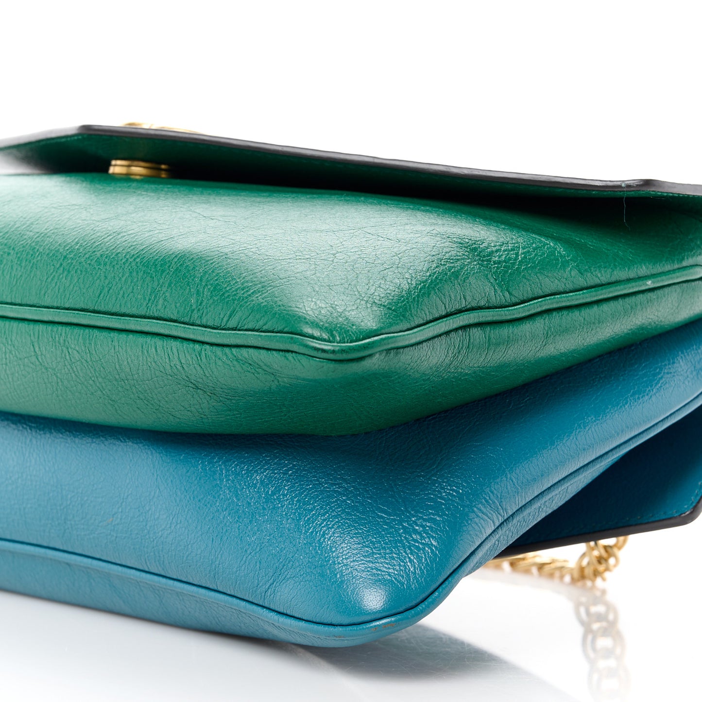 Calfskin Medium Thiara Double Envelope Shoulder Bag Blue Green