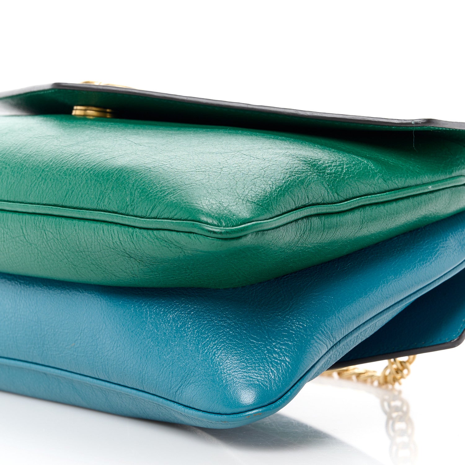 Gucci Calfskin Medium Thiara Double Envelope Shoulder Bag Blue Green 13 of 15