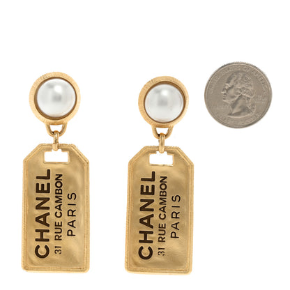 Chanel Pearl CC Tags Drop Earrings Gold 2 of 4