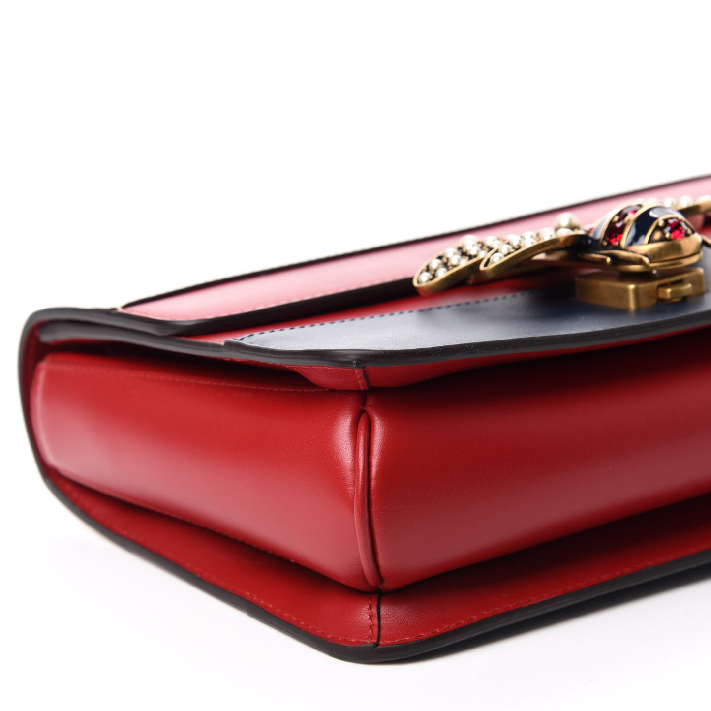 Calfskin Sylvie Web Queen Margaret Shoulder Bag Blue Agata Hibiscus Red Mystic White