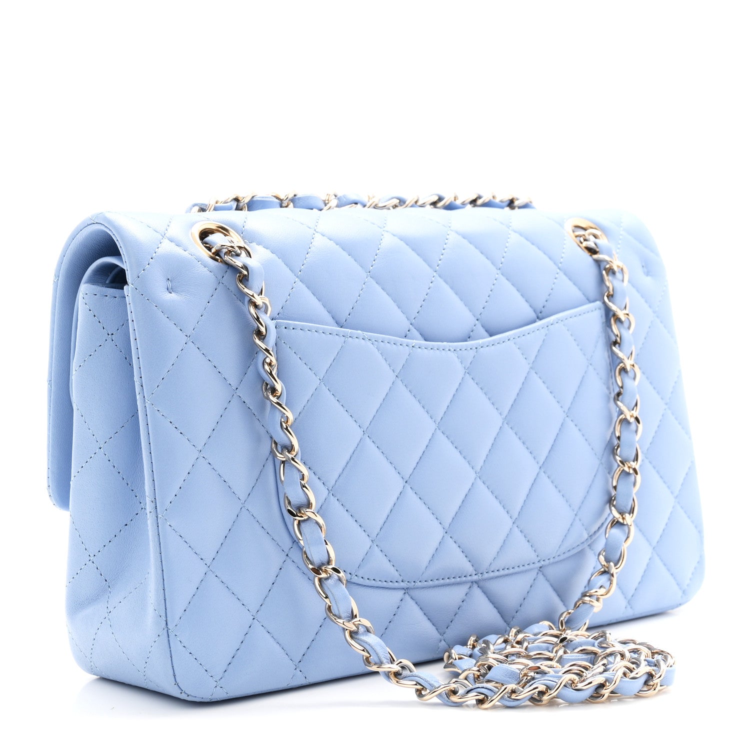 Chanel Lambskin Quilted Medium Double Flap Light Blue 3 of 11
