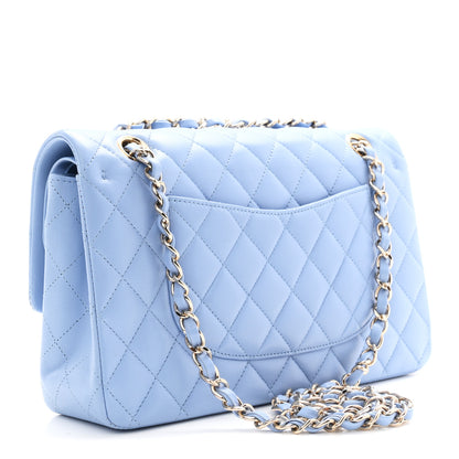 Chanel Lambskin Quilted Medium Double Flap Light Blue 3 of 11