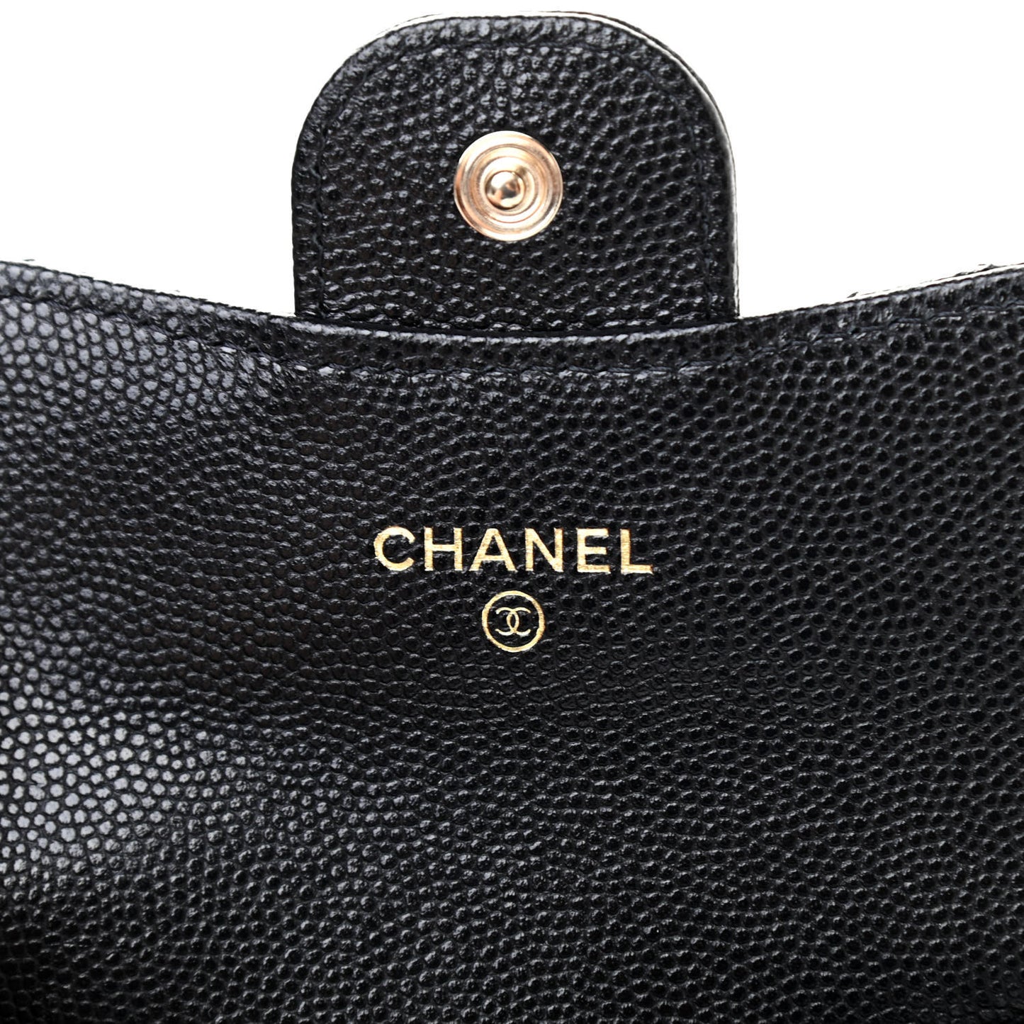 Caviar Quilted Flap Card Holder Chain Wristlet Black