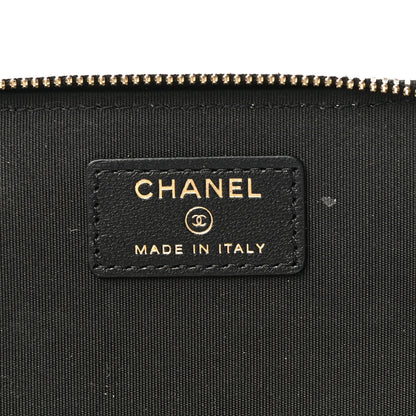 Chanel Raffia Jute Striped Small Vanity Case With Chain Black Beige 6 of 14