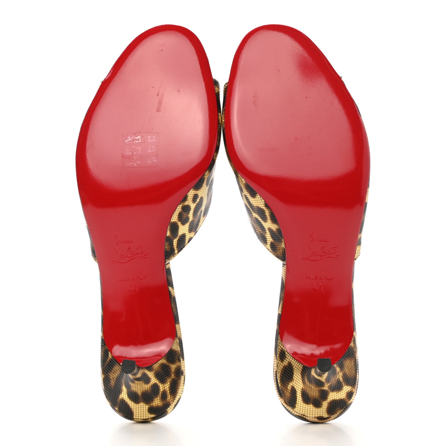Metallic Calfskin Coins Leopard Print East 55 Mule 41 Gold