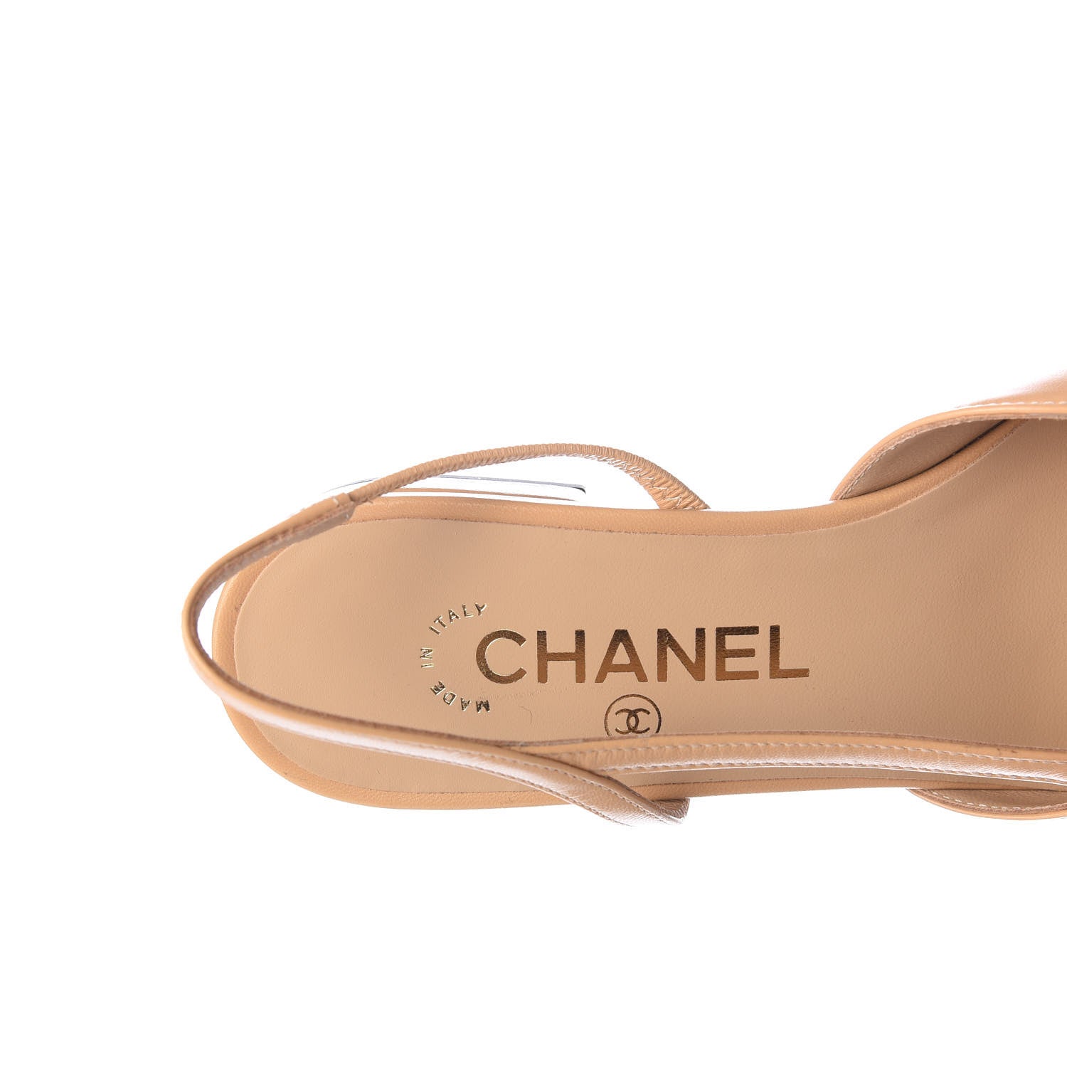 Chanel Lambskin Grosgrain Cap Toe CC Slingback Sandals 37 Beige Black 8 of 10