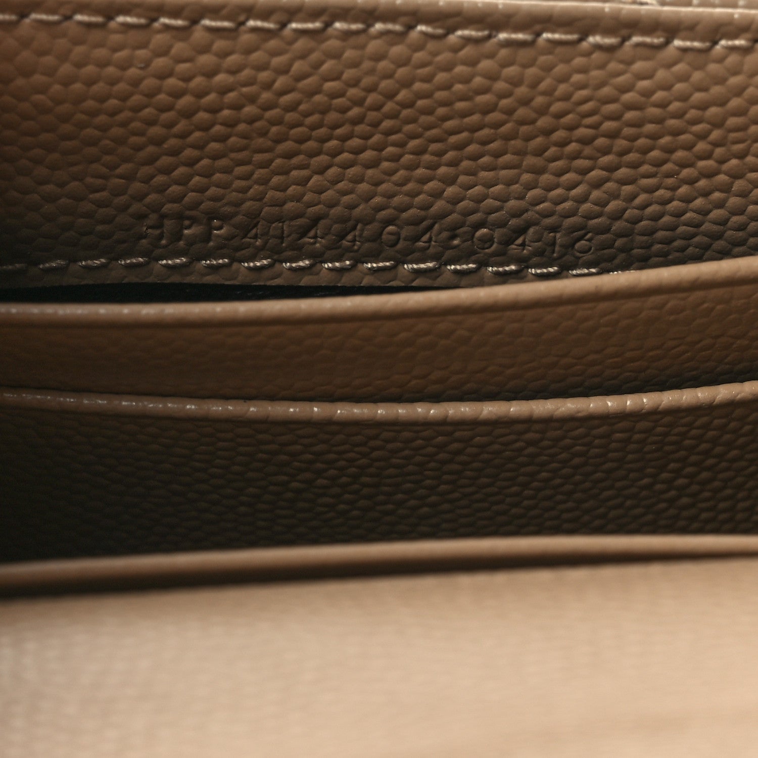 Saint Laurent Grain De Poudre Matelasse Chevron Small Monogram Envelope Wallet Dark Beige 8 of 9