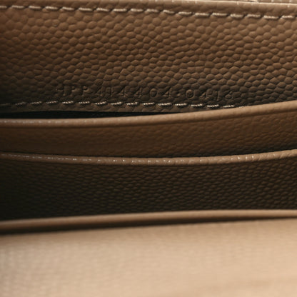 Saint Laurent Grain De Poudre Matelasse Chevron Small Monogram Envelope Wallet Dark Beige 8 of 9