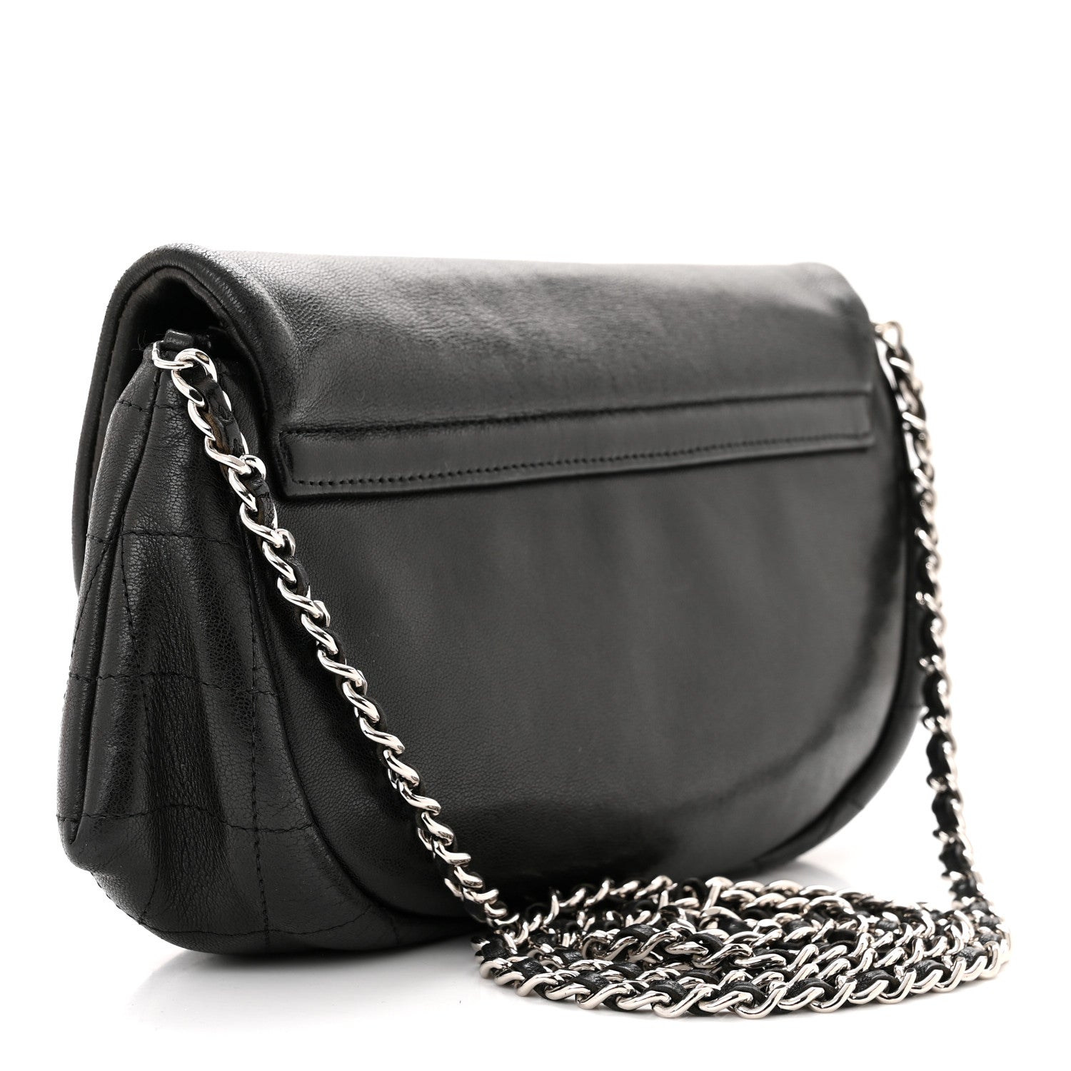 Chanel Lambskin Half Moon Wallet On Chain WOC Black 3 of 11