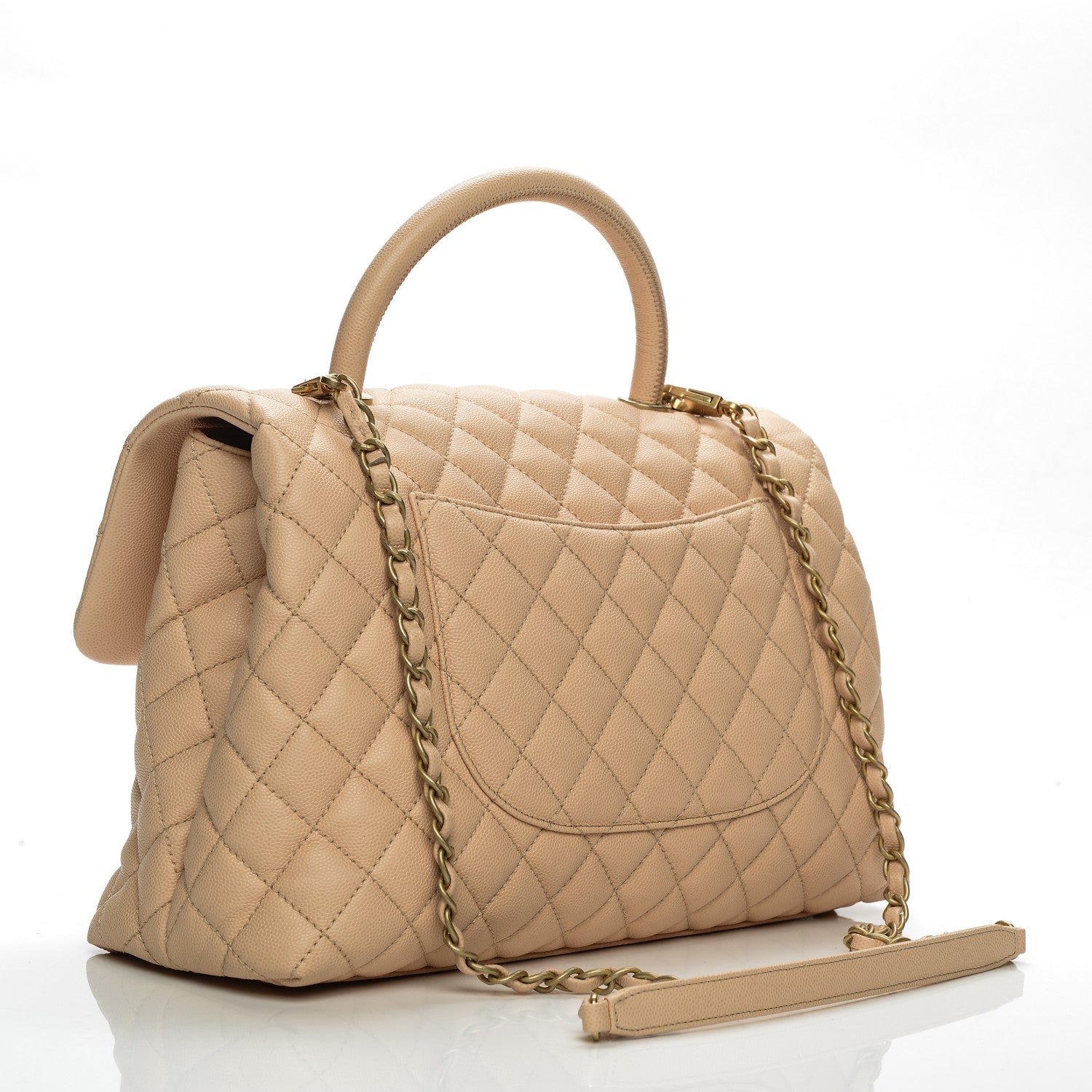 Chanel Caviar Quilted Medium Coco Handle Flap Light Beige 3 of 7