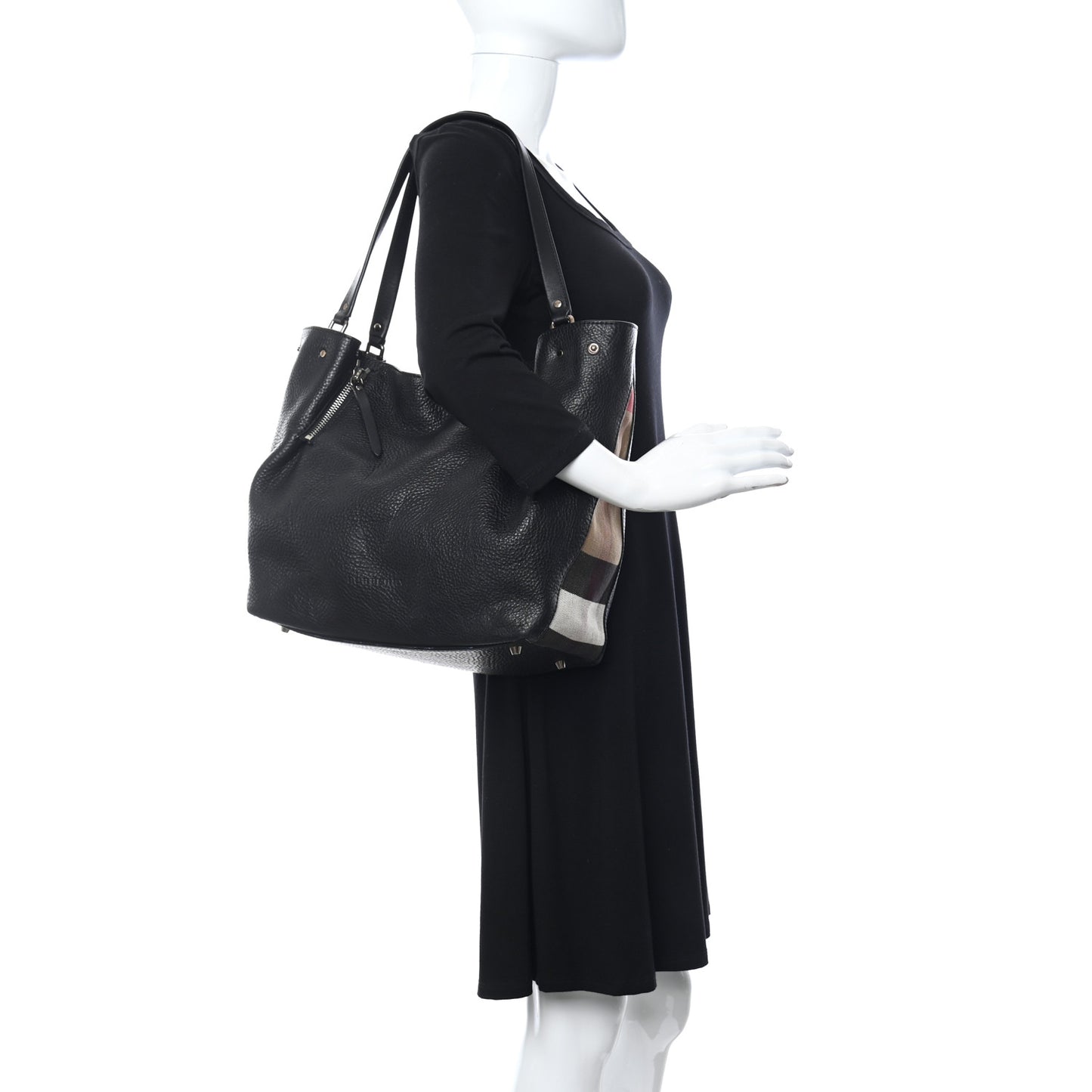 Grainy Calfskin House Check Medium Maidstone Black