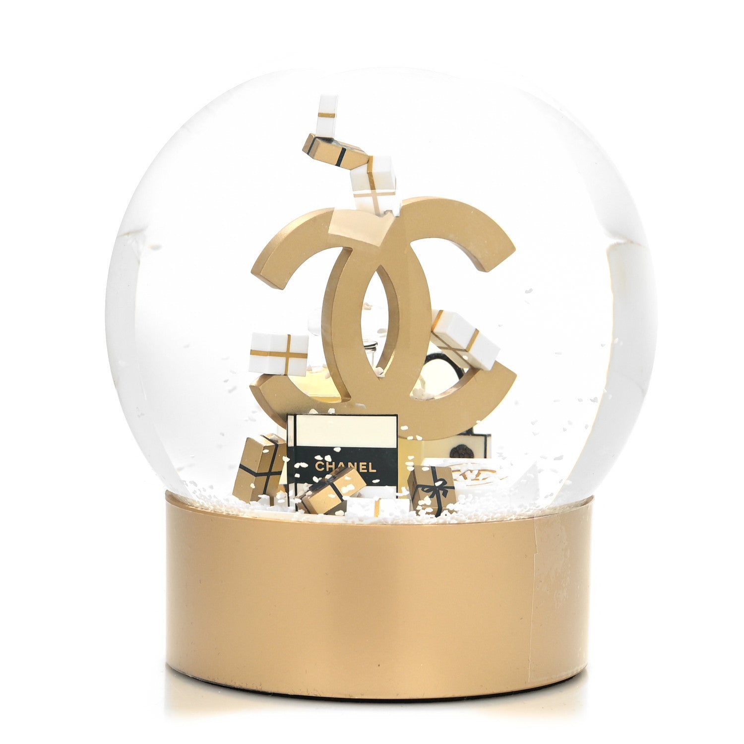 Chanel Glass CC Shopping Bag Snow Globe Gold 3 of 8