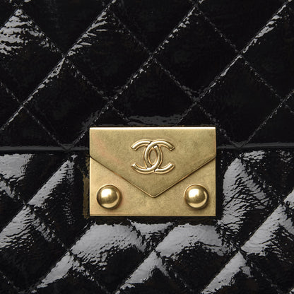Chanel Patent Goatskin Quilted 3 Pocket Accordion Flap Black 11 of 14