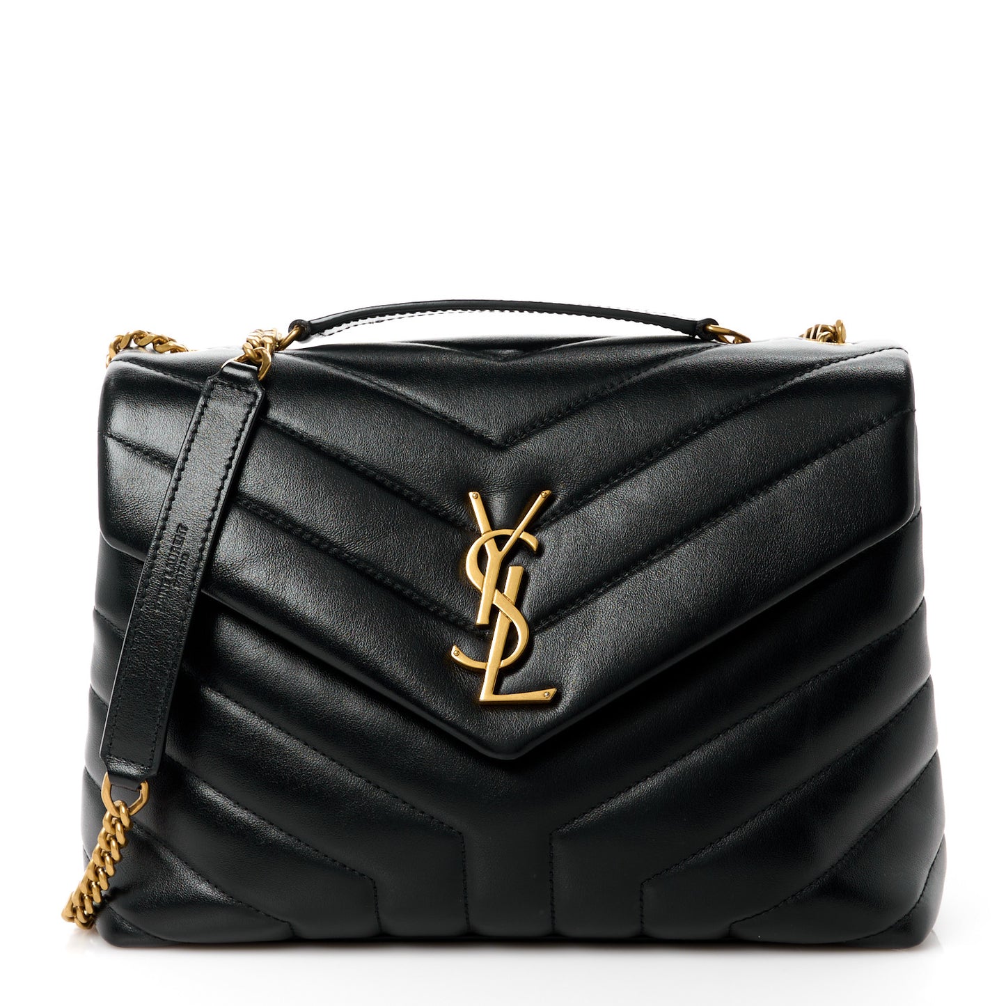 Calfskin Y Quilted Monogram Small Loulou Chain Satchel Black