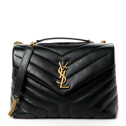 Saint Laurent Calfskin Y Quilted Monogram Small Loulou Chain Satchel Black 1 of 11