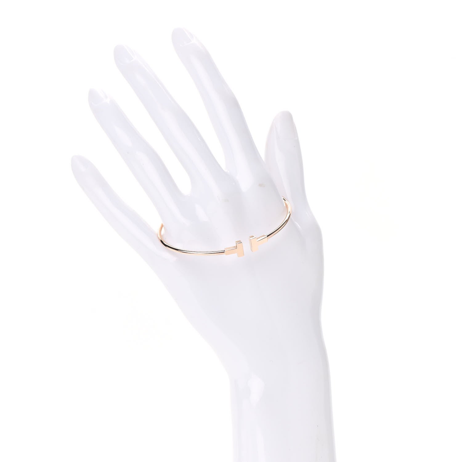 Tiffany 18K Rose Gold Narrow T Wire Bracelet 2 of 5