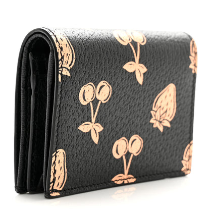 Gucci Textured Dollar Calfskin Berry Print GG Marmont Card Case Black Light Copper 3 of 8