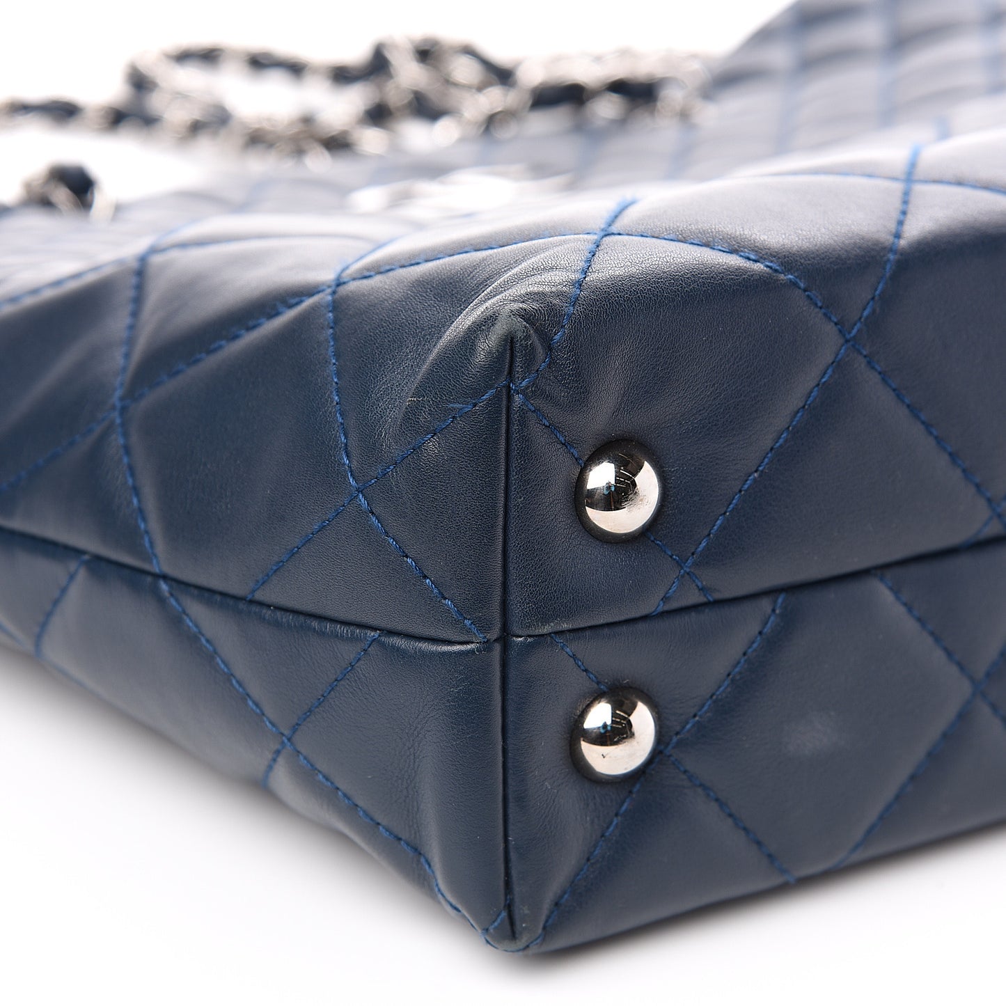Calfskin Quilted In The Business North South Tote Blue