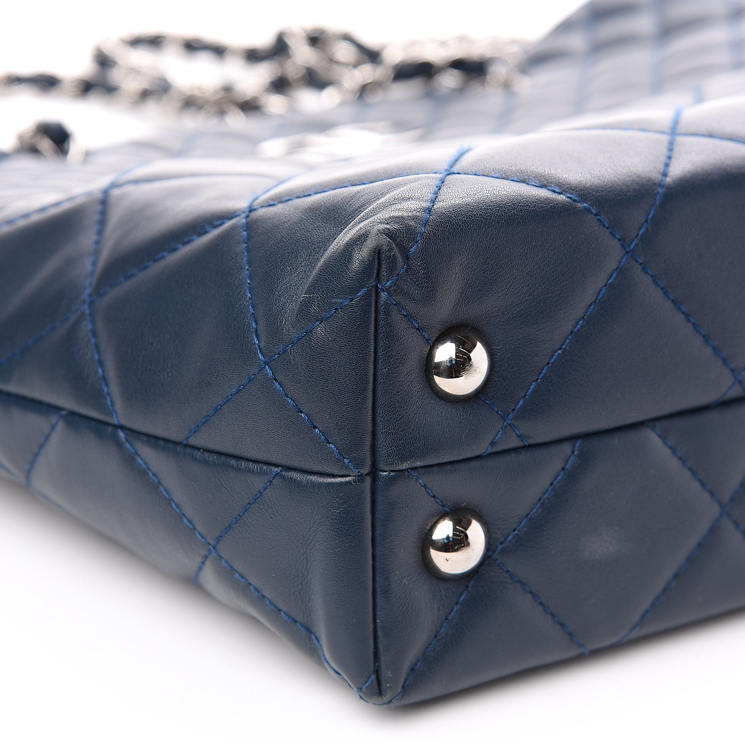 Chanel Calfskin Quilted In The Business North South Tote Blue 10 of 12