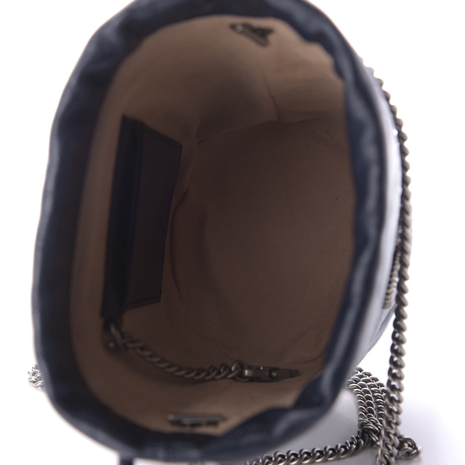 Gucci Vintage Effect Calfskin Matelasse Diagonal Mini Torchon GG Marmont 2.0 Bucket Bag Blue Agata Mystic White 5 of 9