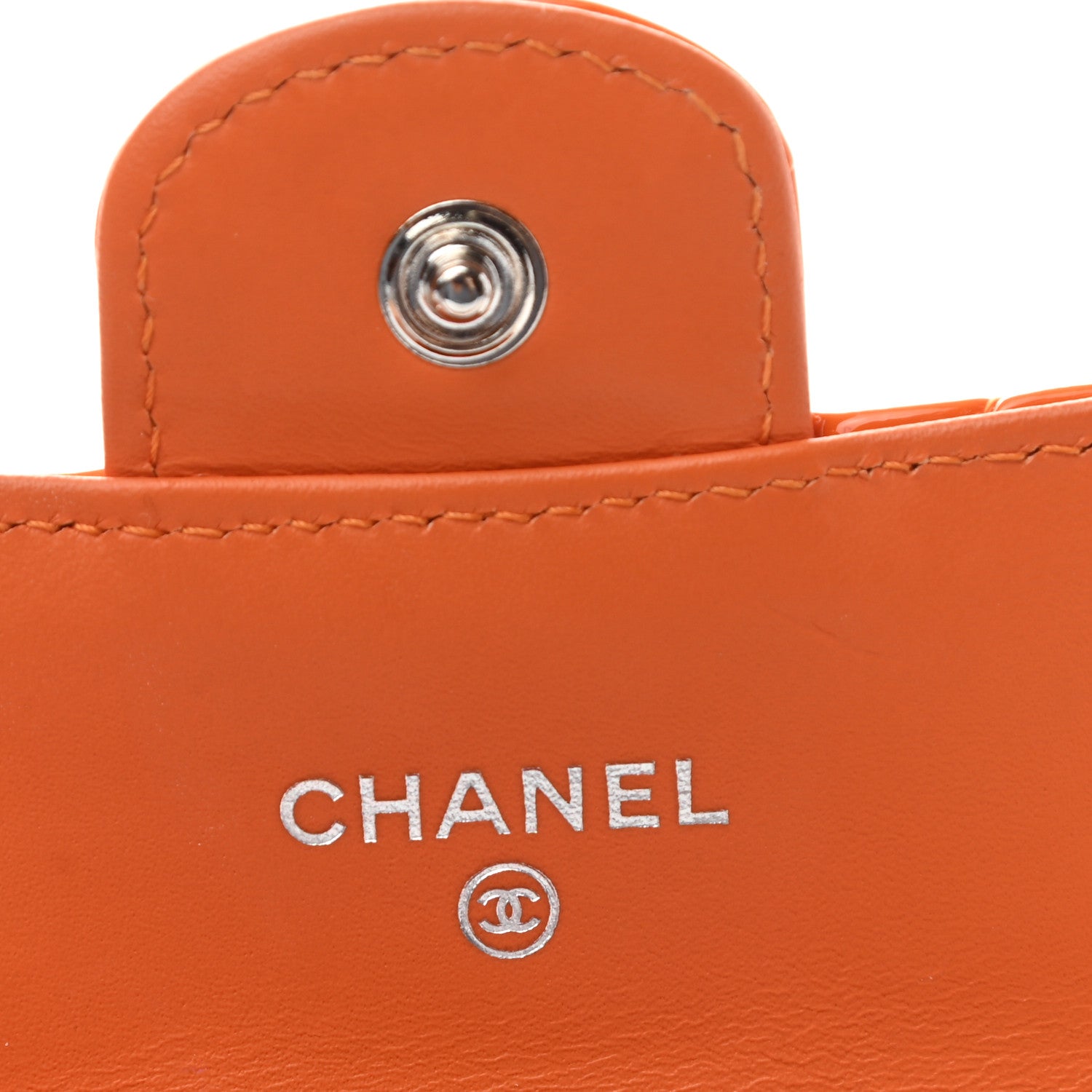 Chanel Patent Quilted Small Flap Wallet Orange 6 of 8