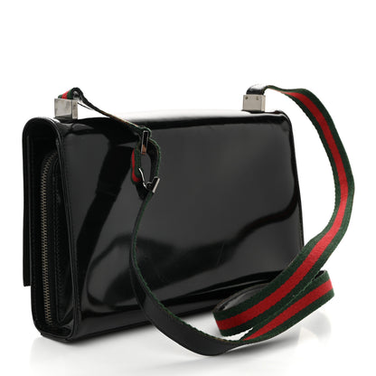 Gucci Patent Web Shoulder Bag Black 3 of 10