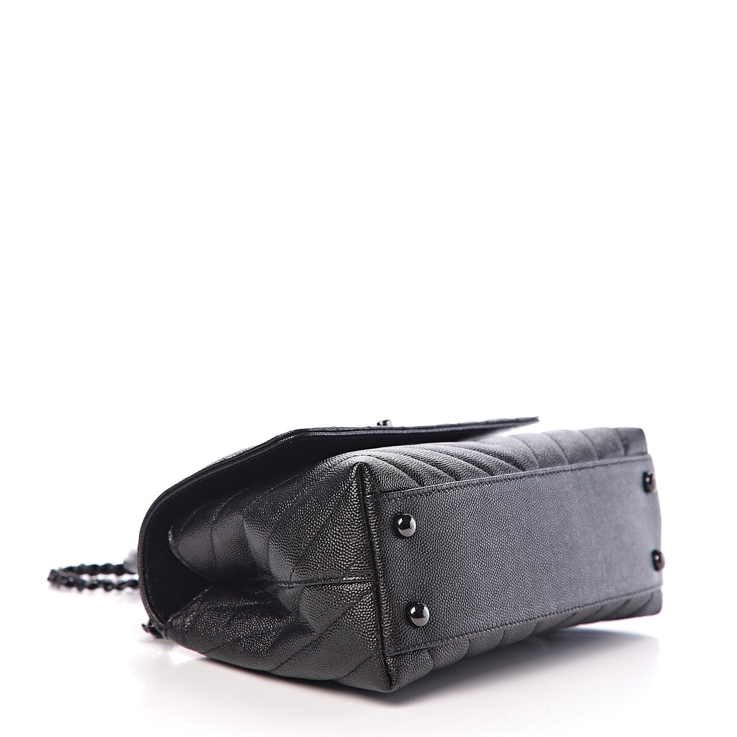 Caviar Chevron Quilted Mini Coco Handle Flap So Black