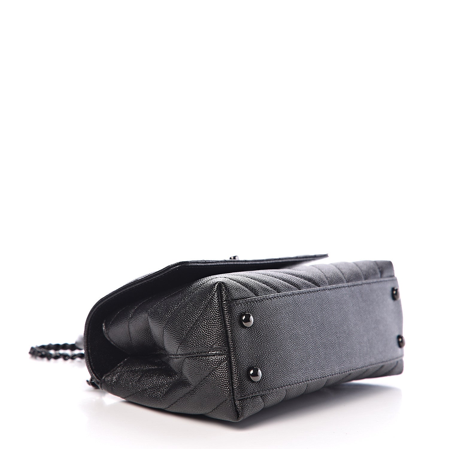 Chanel Caviar Chevron Quilted Mini Coco Handle Flap So Black 3 of 10