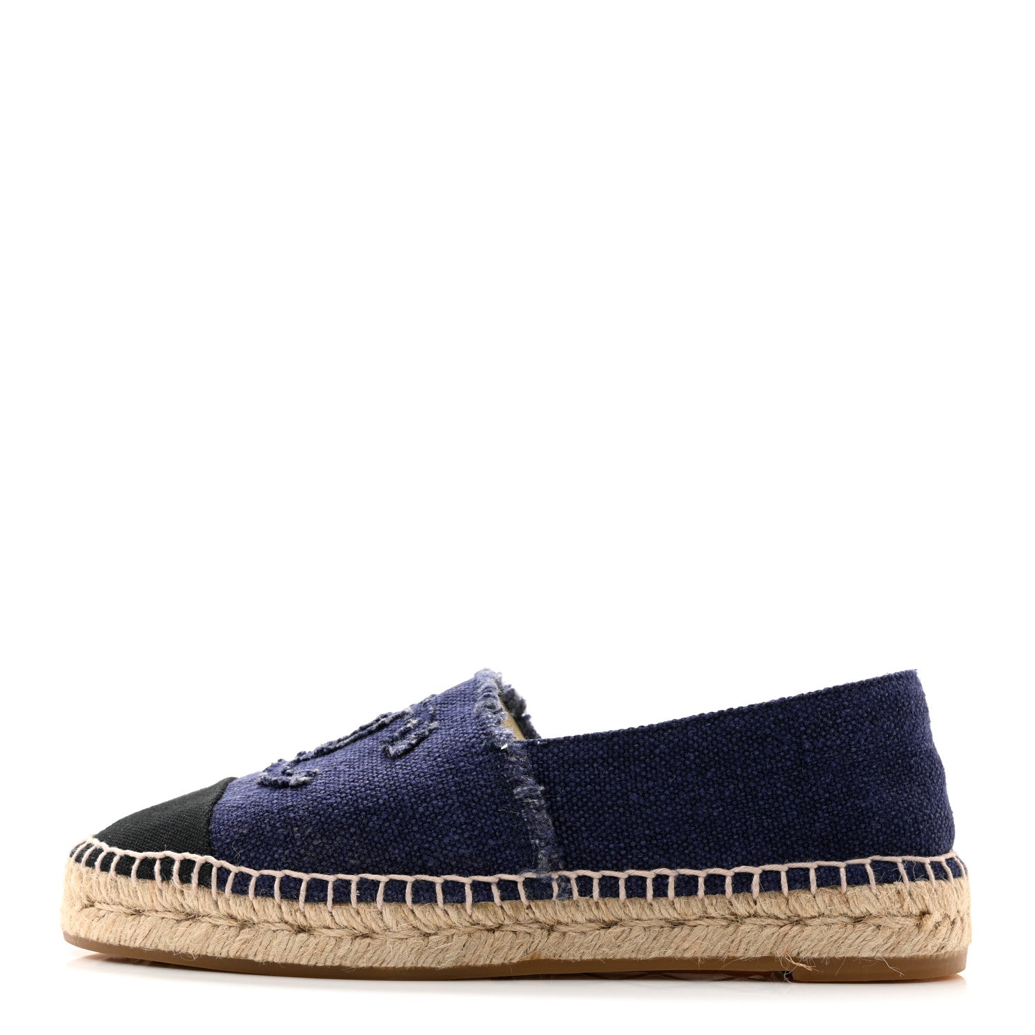 Chanel Denim Toile CC Espadrilles 37 Navy Black 1 of 9
