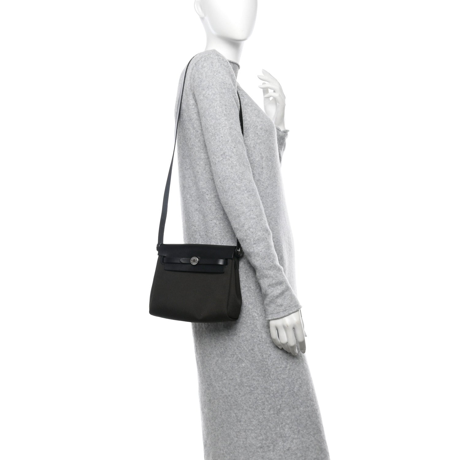 Hermes Military Toile Vache Hunter Herbag Zip Retourne 20 Vert De Gris Black 2 of 11