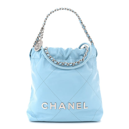 Chanel Shiny Calfskin Quilted Mini 22 Light Blue 1 of 10