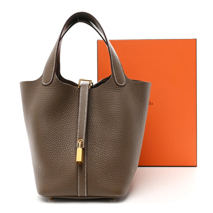 Hermes Taurillon Clemence Picotin Lock 18 PM Etoupe 10 of 10