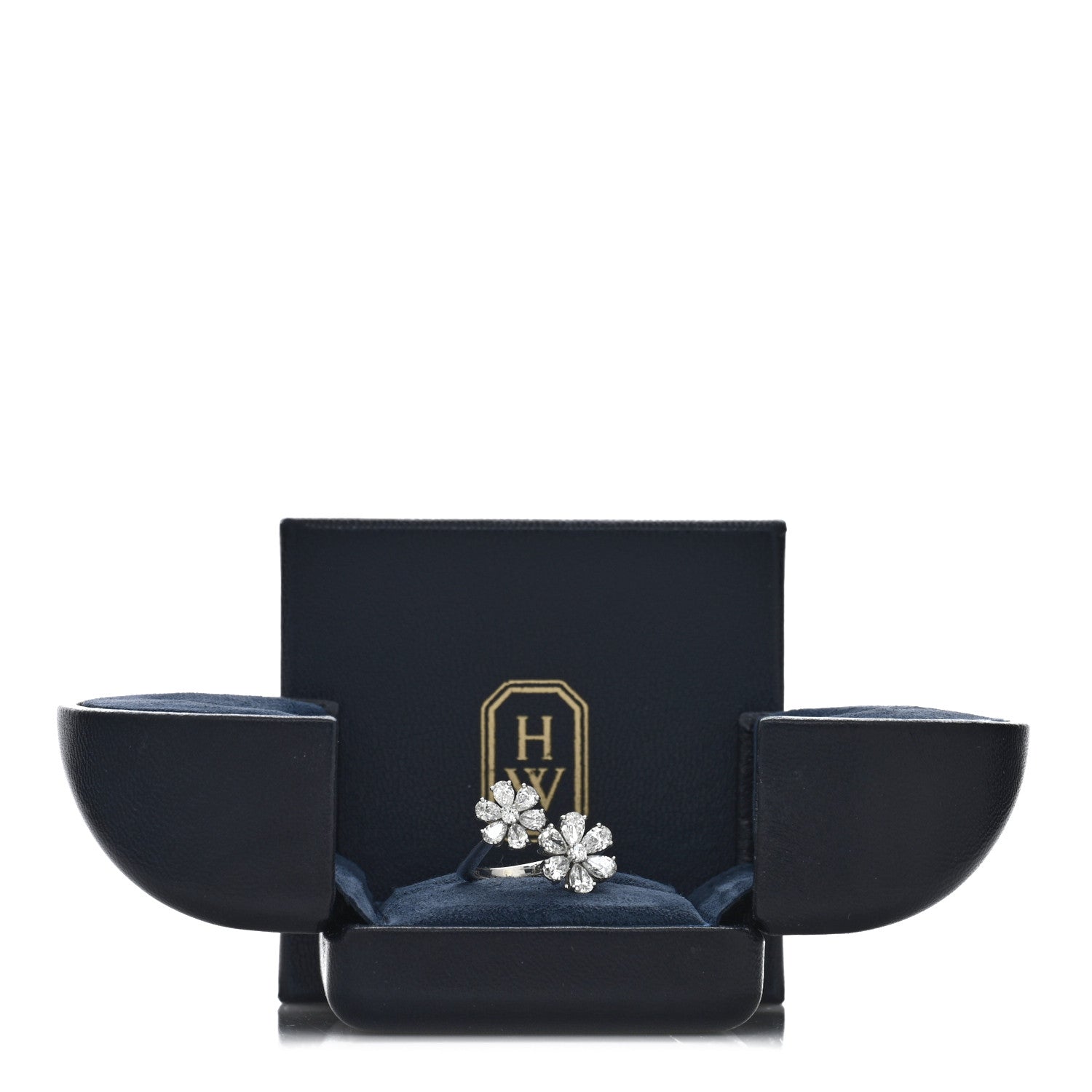 Harry Winston Platinum Diamond Forget-Me-Not Flower Twin Ring 53 6.25 5 of 5