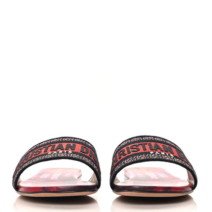 Christian Dior Canvas Tie and Dior Embroidered Dway Flat Slide Sandals 40 Spicy Red 3 of 10