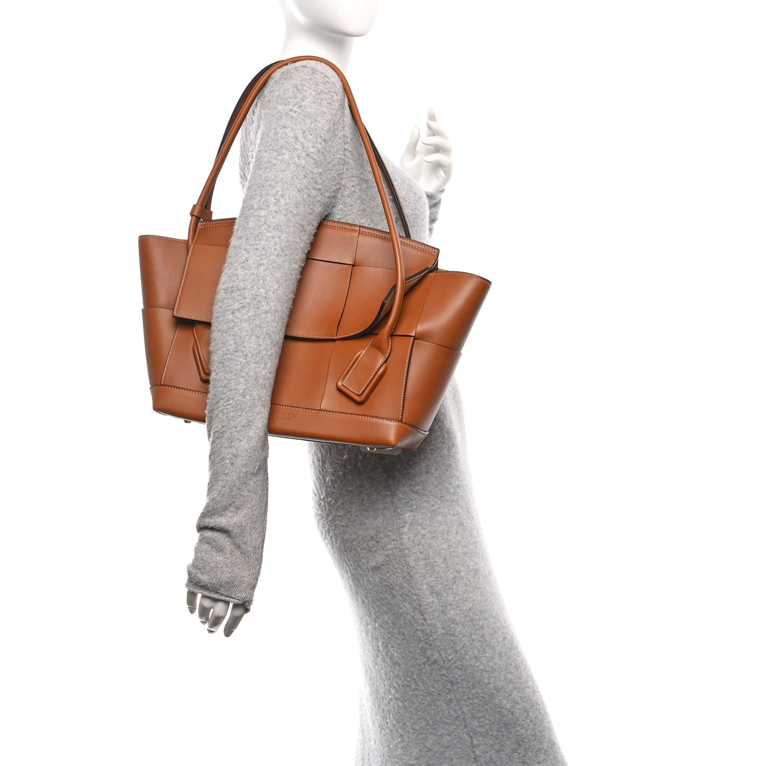 Bottega Veneta French Calfskin Maxi Intrecciato Medium Arco Wood