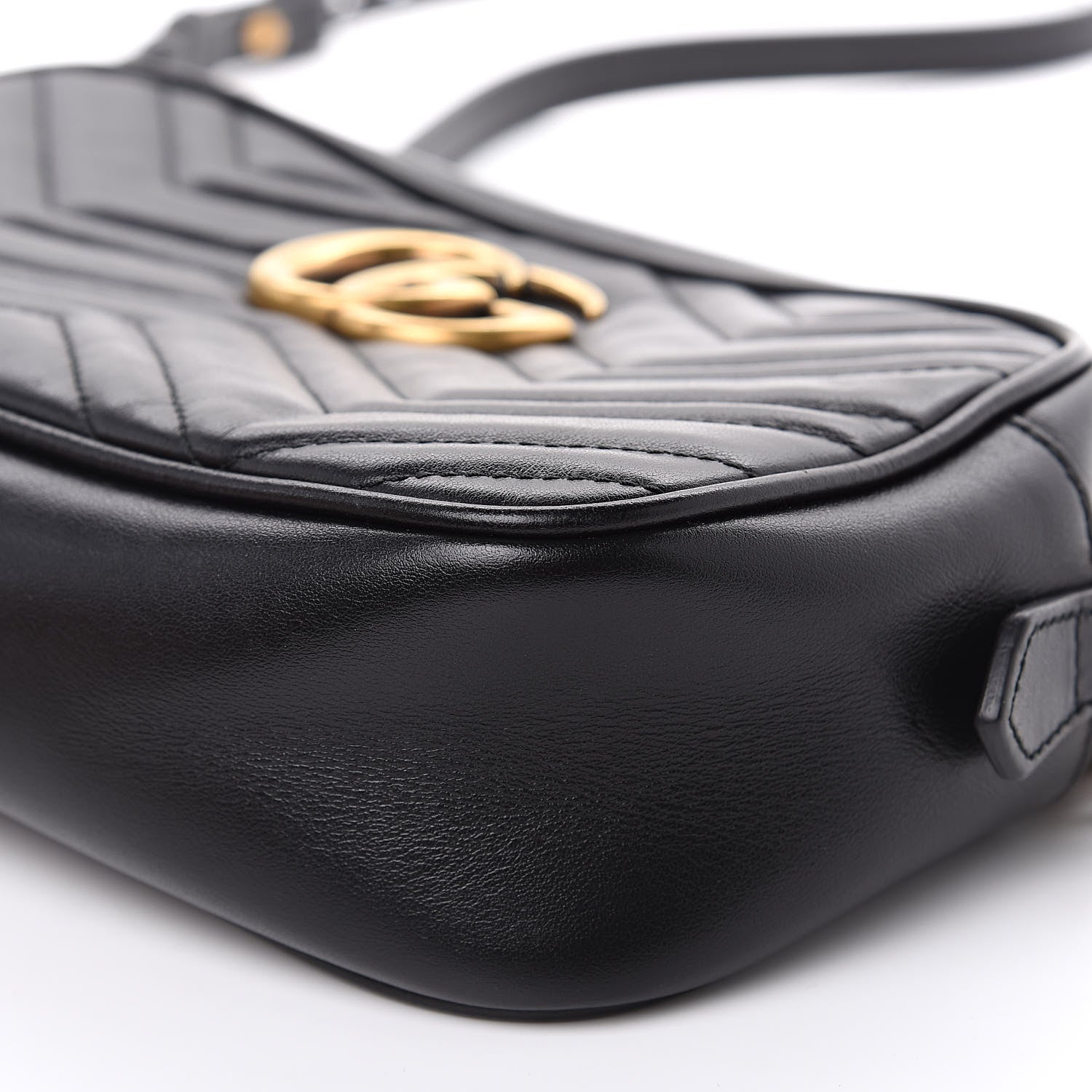 Gucci Calfskin Matelasse Small GG Marmont Chain Shoulder Bag Black 9 of 14