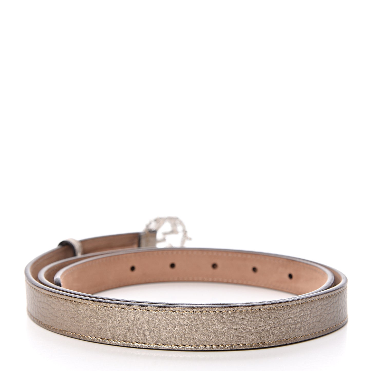 Calfskin Crystal Interlocking G Belt 95 38 Golden Beige