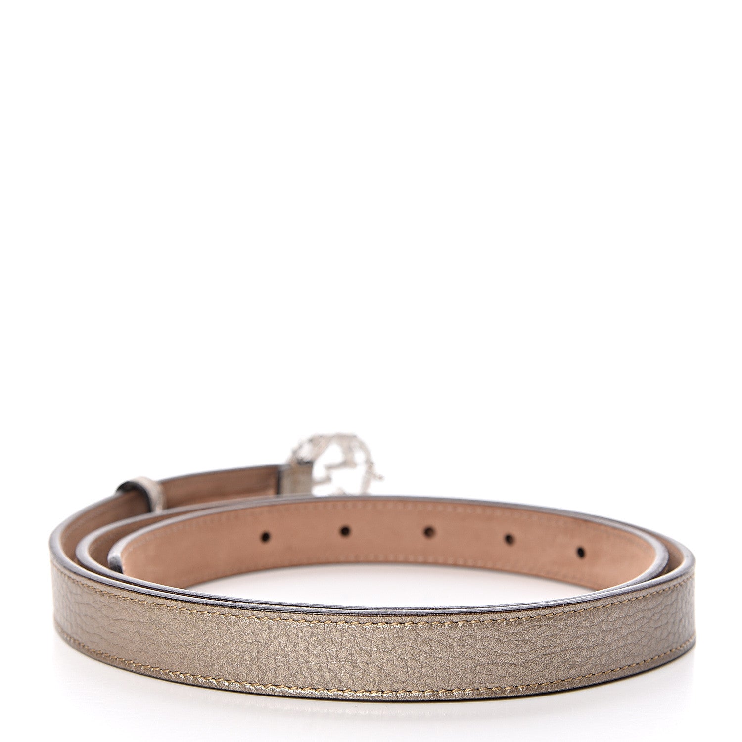 Gucci Calfskin Crystal Interlocking G Belt 95 38 Golden Beige 3 of 9
