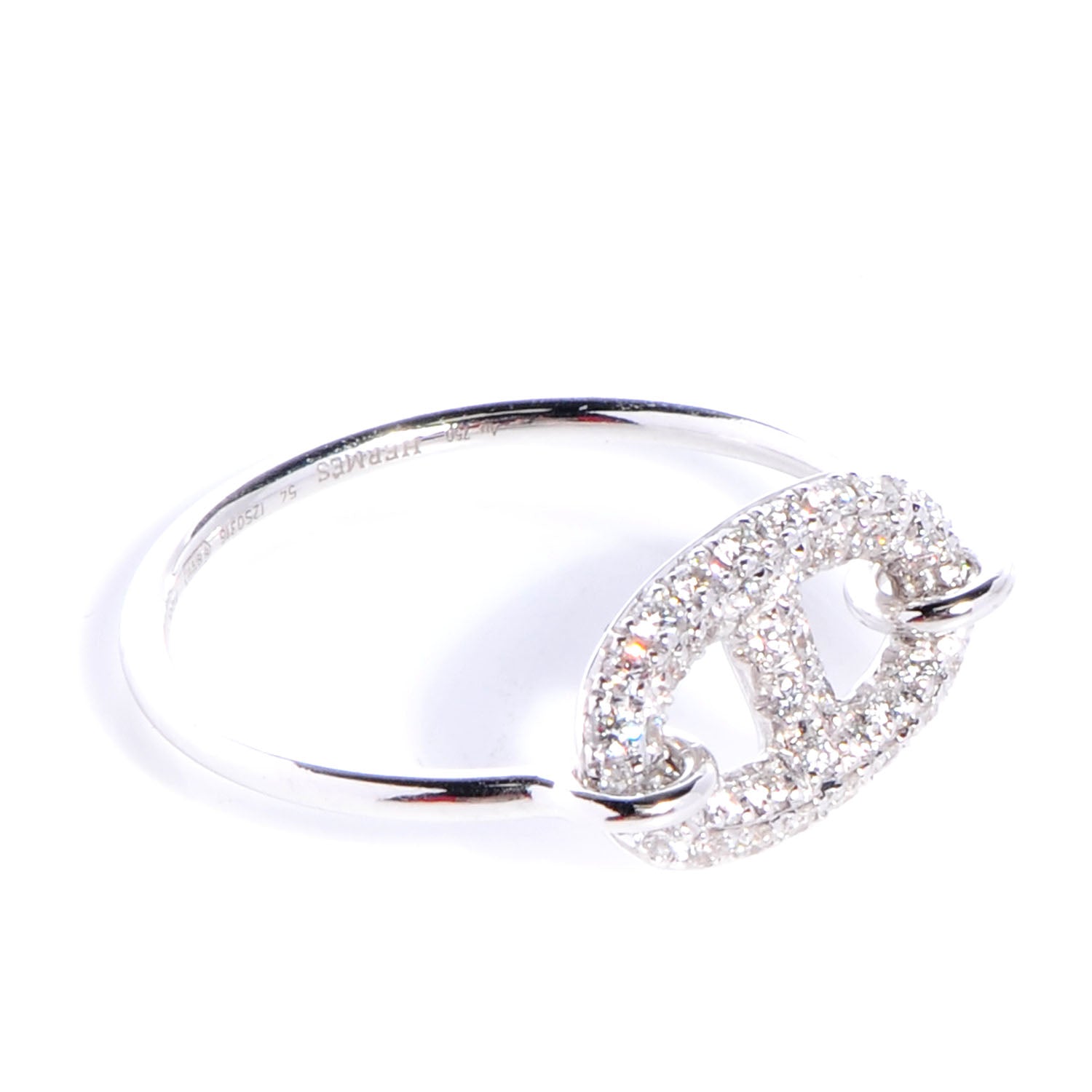 Hermes 18K White Gold Diamond Chaine D Ancre Ring 51 5.5 4 of 5