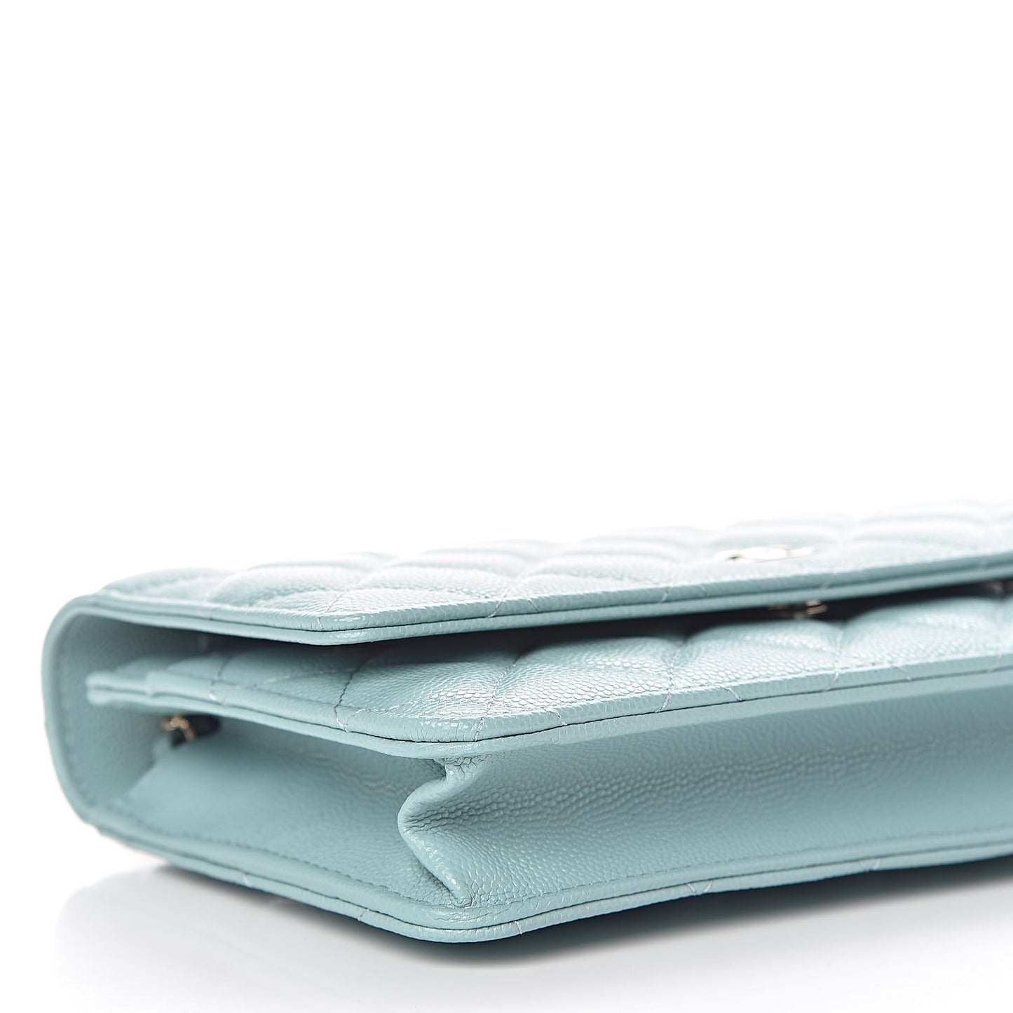 Caviar Quilted Wallet On Chain WOC Light Blue