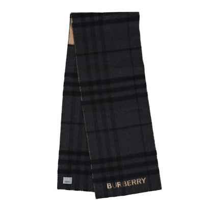 Burberry Cashmere Reversible Giant Check Scarf Camel Black 2 of 3